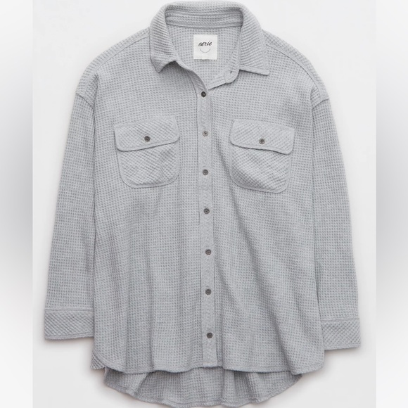Aerie LumberJane Waffle Top medium heather grey - Picture 3 of 13